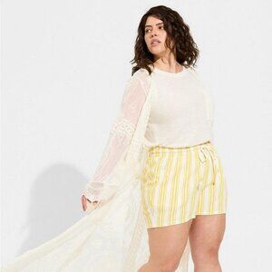 Torrid - Lightweight Linen Blend Crew Neck Pocket Tank in "Pristine" White‌